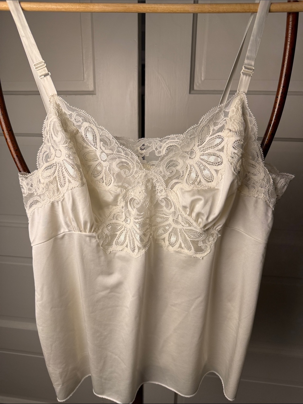 Y2K silky babydoll Lace-Trim Satin Camisole in Cream
